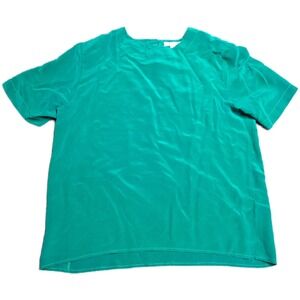 Vintage Anna and Frank Silk Blouse Women's Size L Emerald Green Short Sleeve